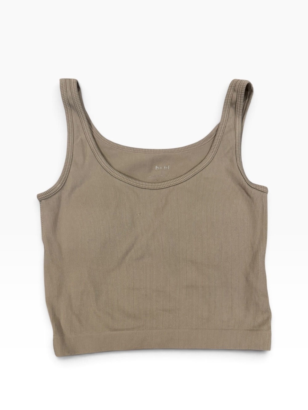 Ribbed Tank Crop Top - Taupe